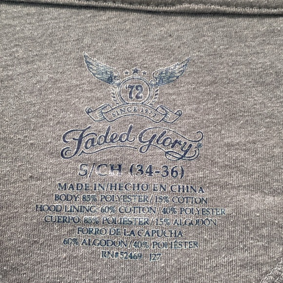 Faded Glory Full Zippered Gray Fleece Warm & Comfy Hoodie Pockets Men's Size S ! - Picture 3 of 8